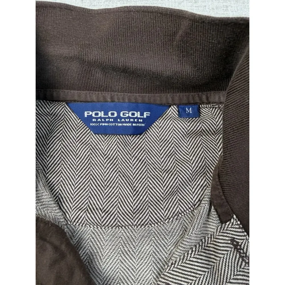 Polo Golf Ralph Lauren Polo Shirt Men’s M Brown Herringbone Pima Cotton Peru